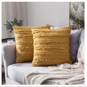 Home Decor: Mustard yellow boho pillows